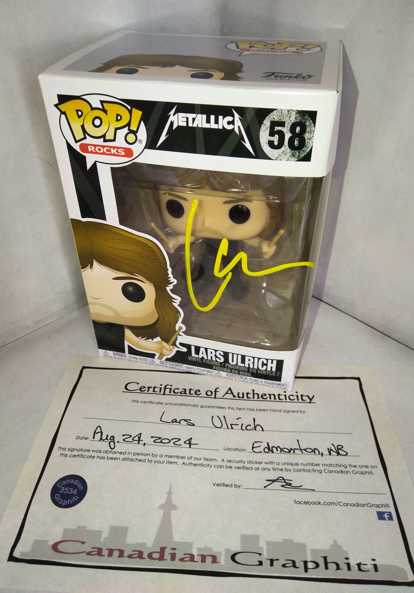 Lars Ulrich Hand Signed Autograph Funko Pop COA Metallica