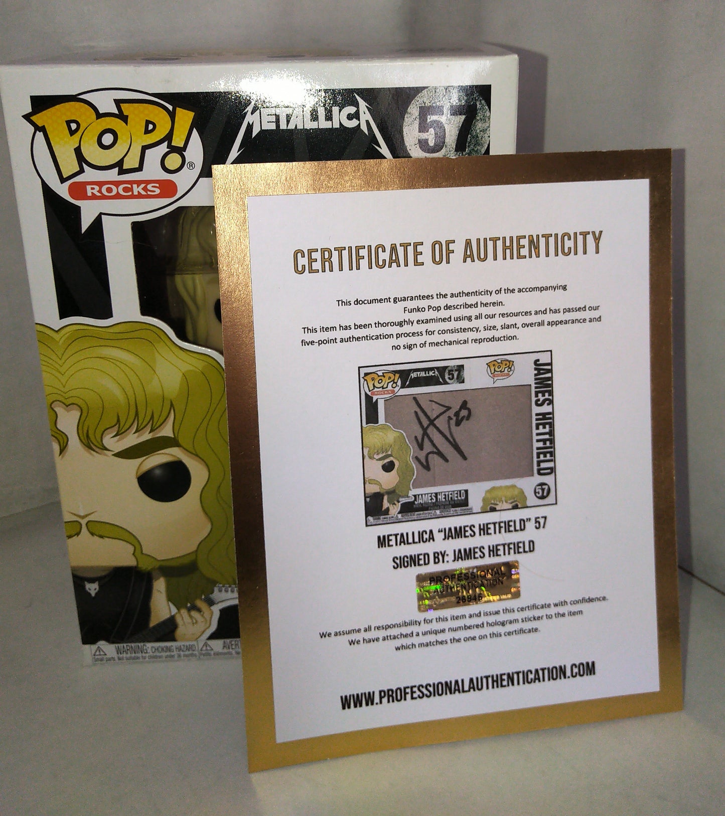 James Hetfield Hand Signed Autograph Funko Pop COA Metallica