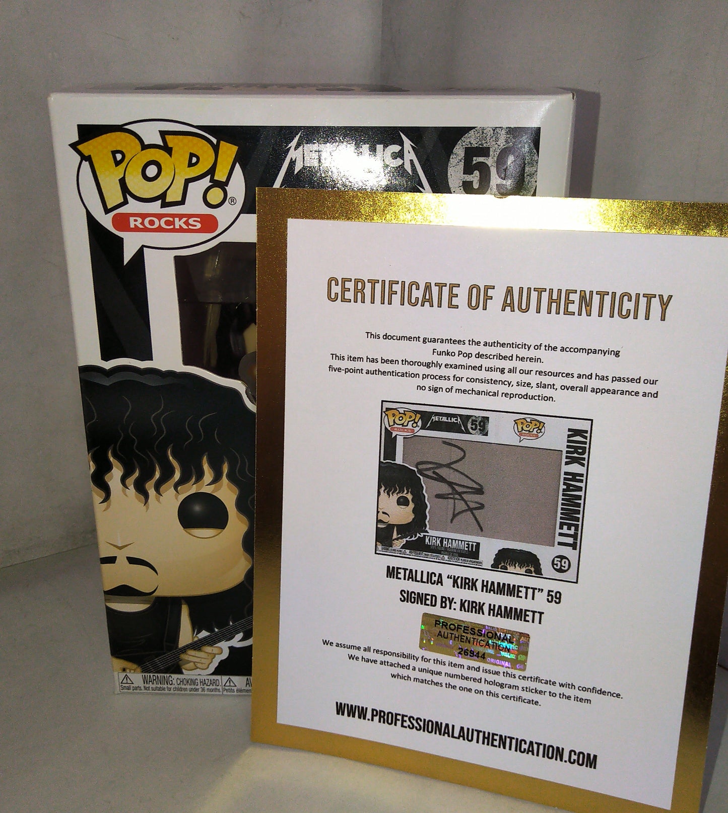 Kirk Hammett Hand Signed Autograph Funko Pop COA Metallica