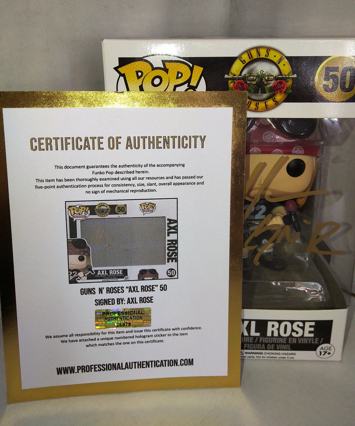 Axl Rose Hand Signed Autograph Funko Pop COA Guns N Roses