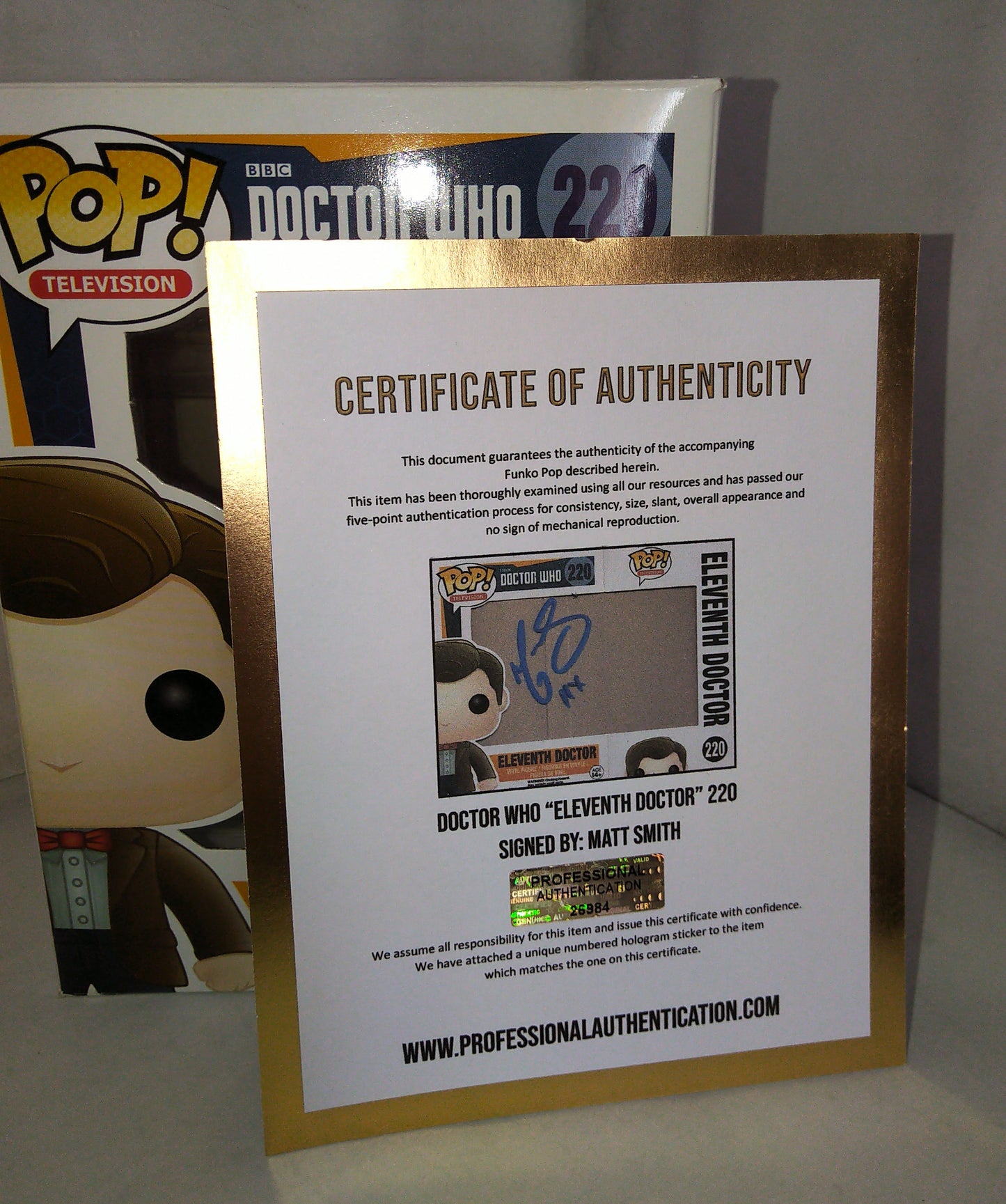 Matt Smith Hand Signed Autograph Doctor Who Funko Pop COA