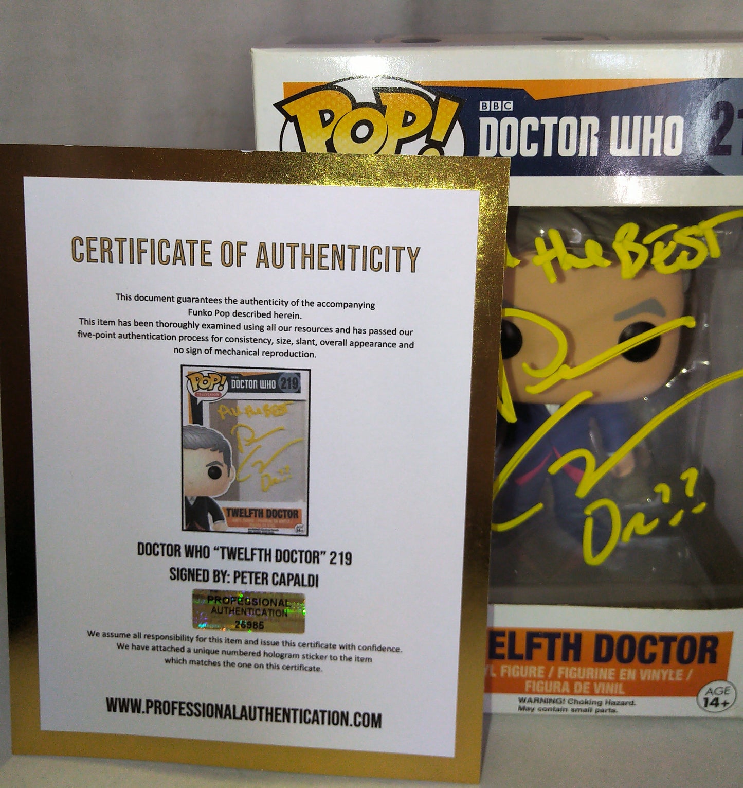 Peter Capaldi Hand Signed Autograph Doctor Who Funko Pop COA