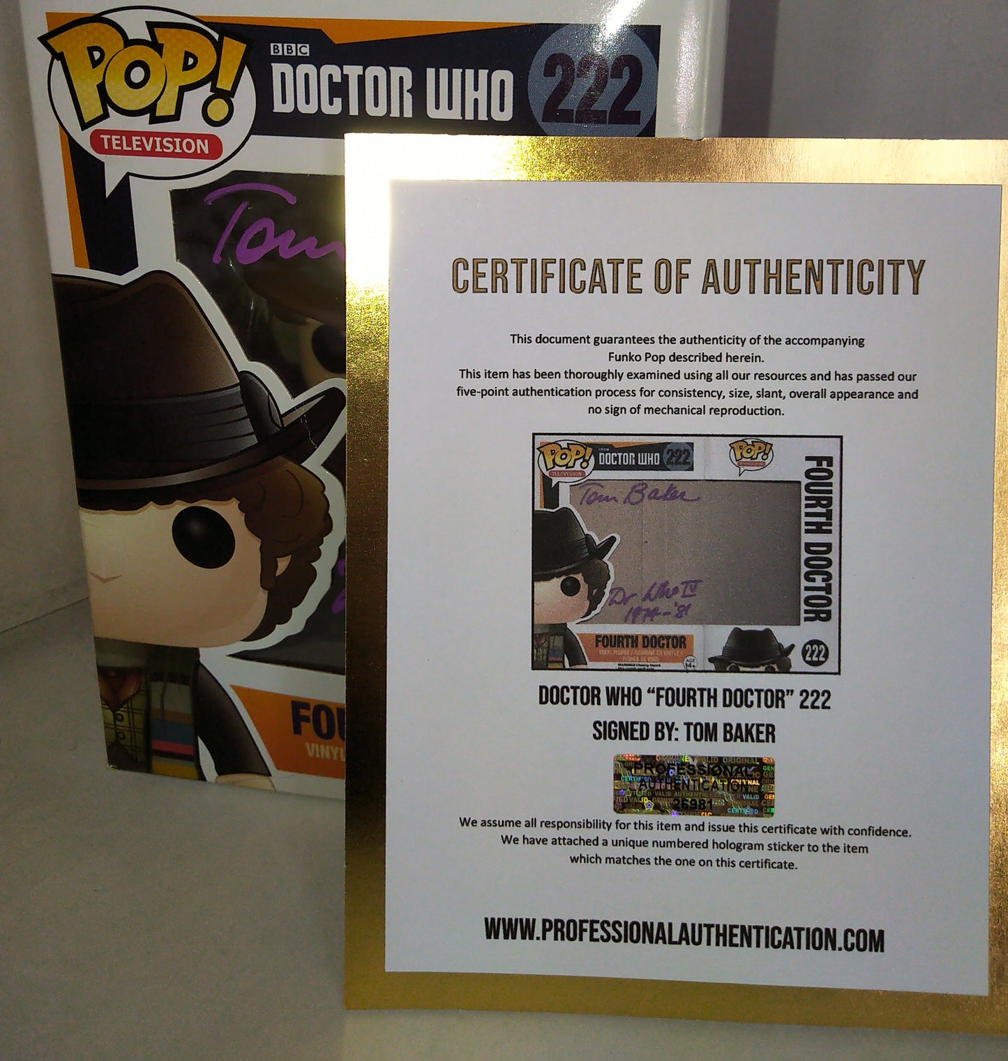 Tom Baker Hand Signed Autograph Doctor Who Funko Pop COA