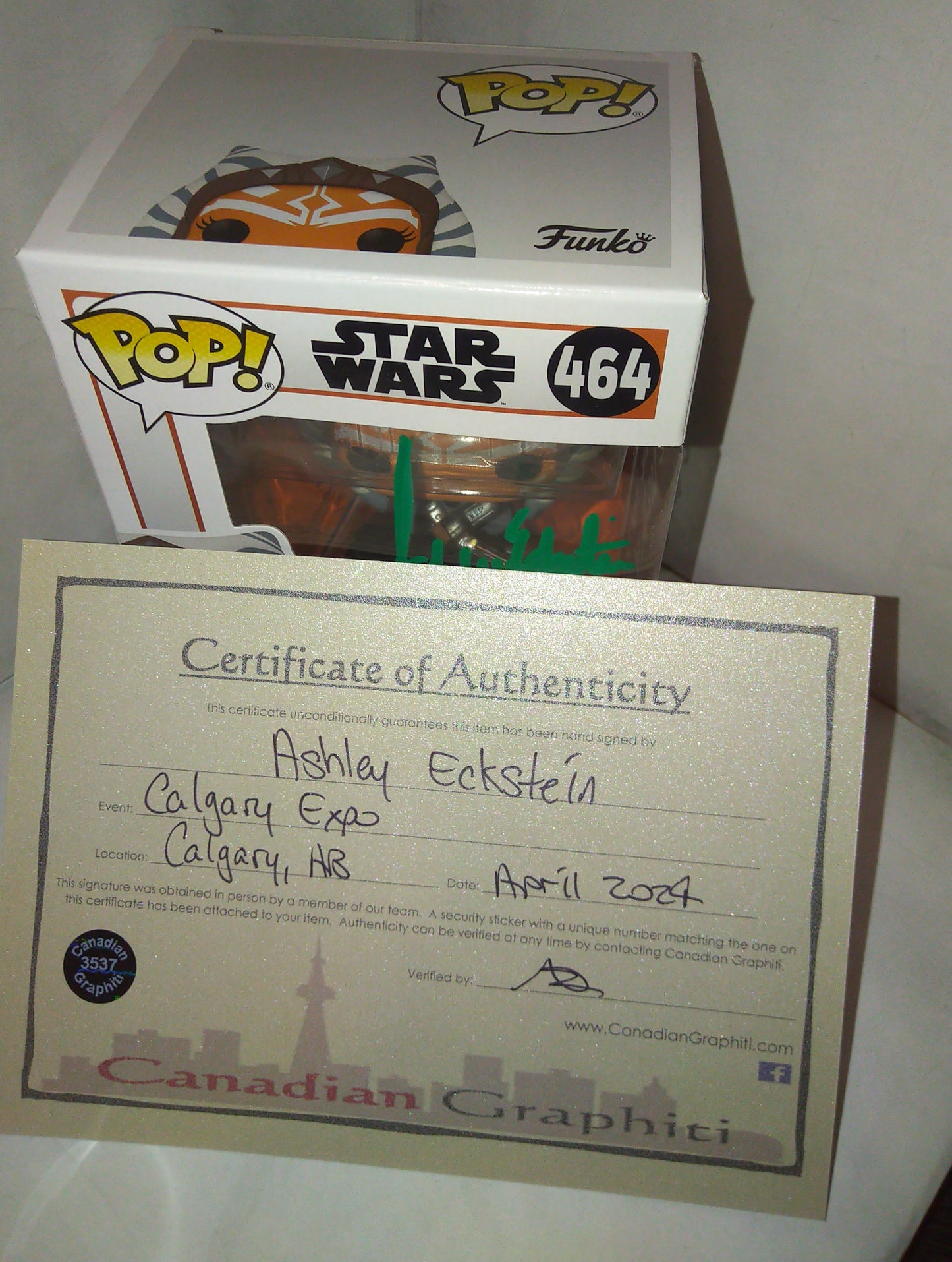 Ashley Eckstein Hand Signed Autograph Ahsoka Tano Funko Pop COA Star Wars