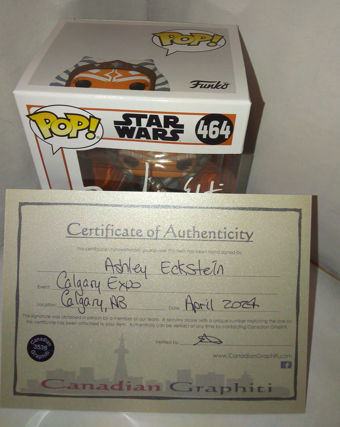 Ashley Eckstein Hand Signed Autograph Ahsoka Tano Funko Pop COA Star Wars