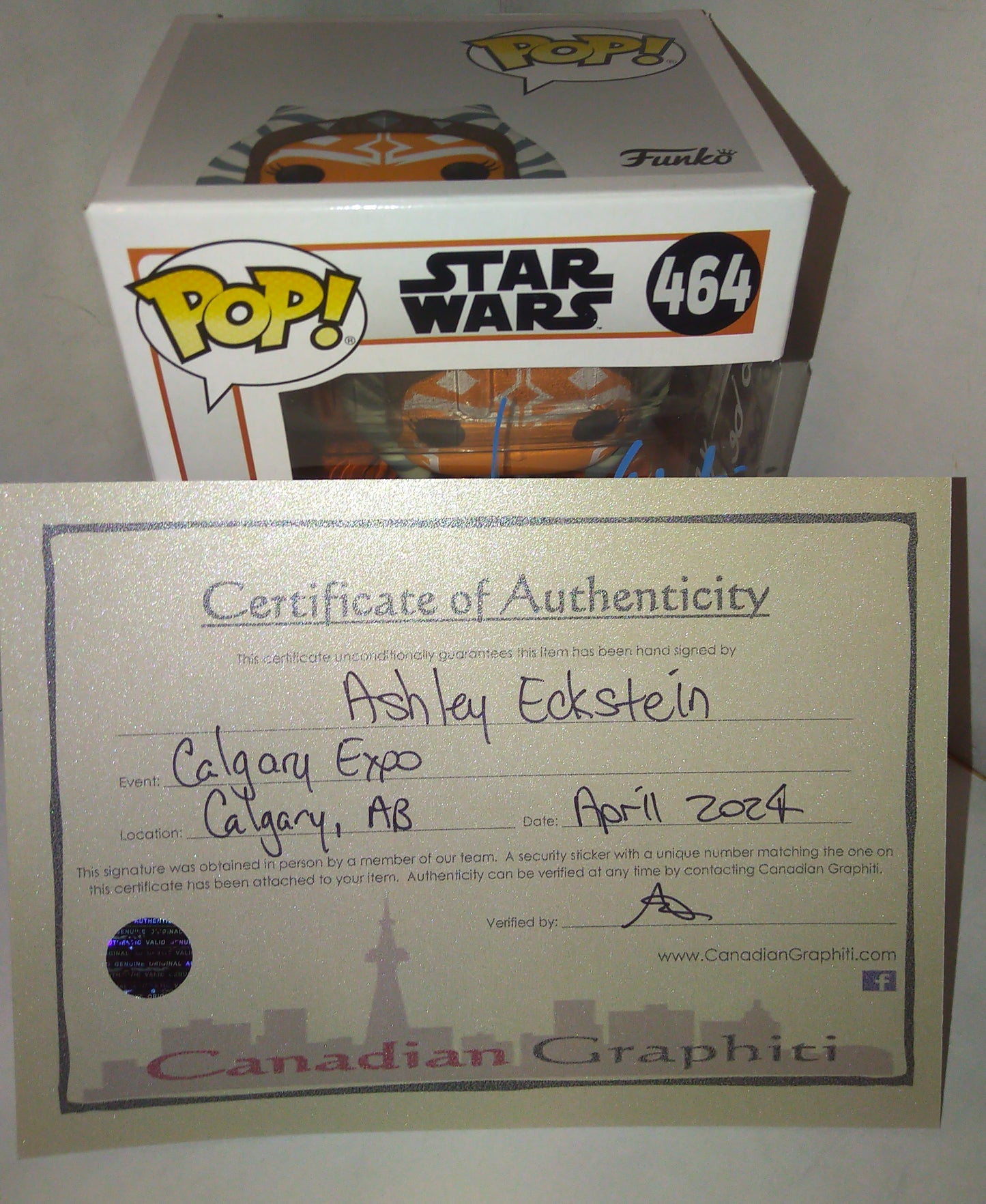 Ashley Eckstein Hand Signed Autograph Ahsoka Tano Funko Pop COA Star Wars