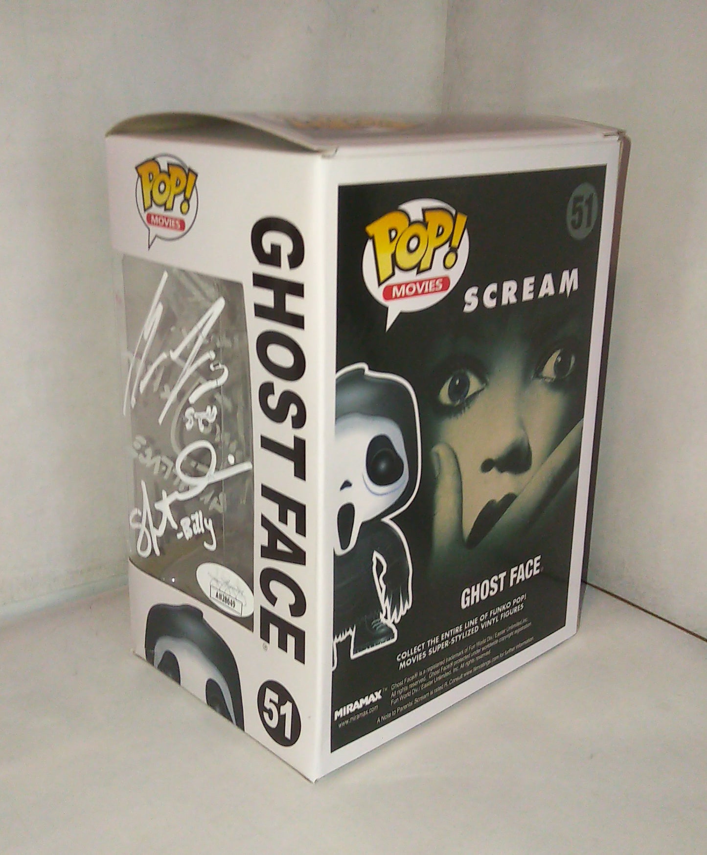 Scream Cast Hand Signed Autograph Ghostface Funko Pop COA + JSA Roger Jackson, Matthew Lillard, Skeet Ulrich, Neve Campbell & Jamie Kennedy