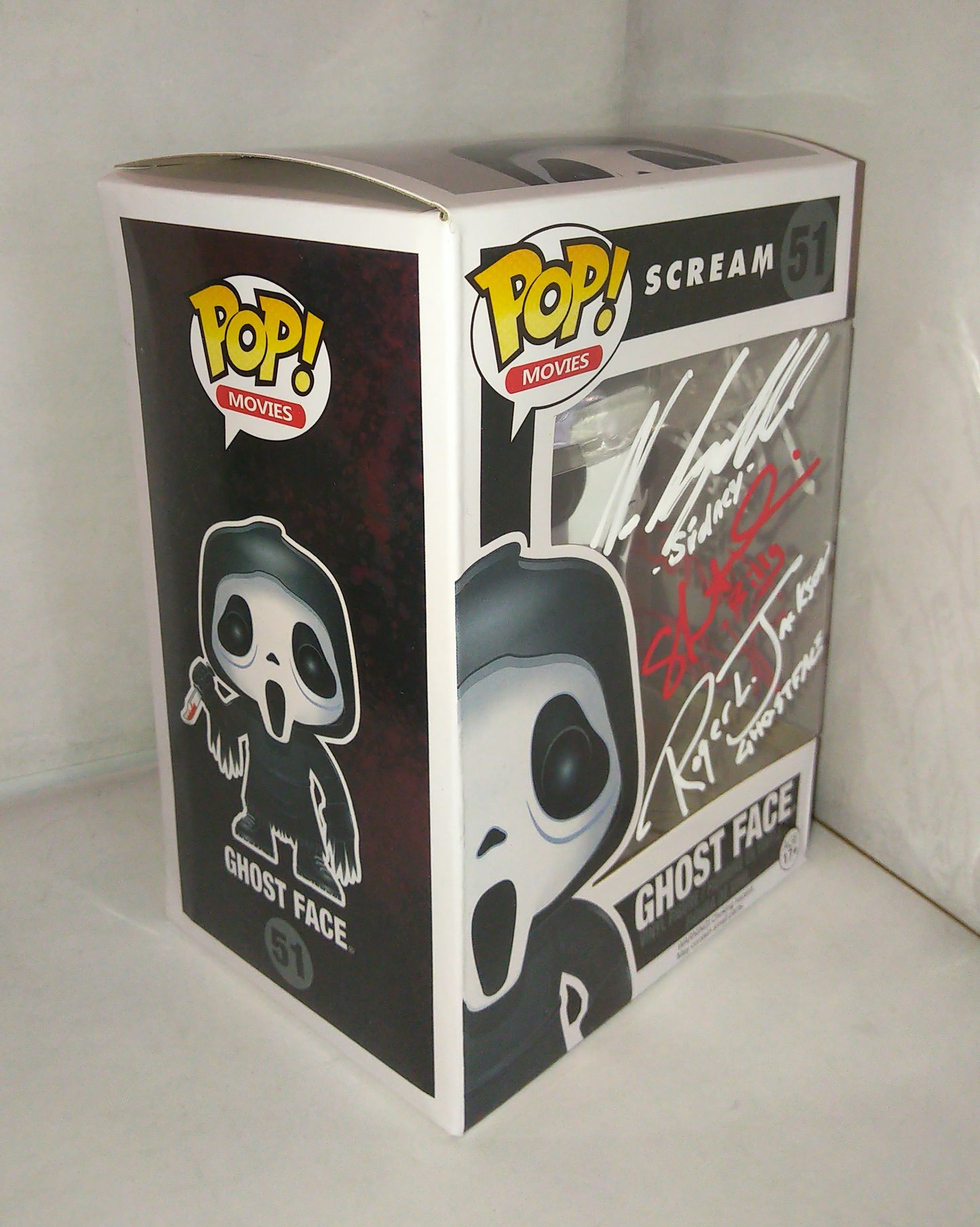 Scream Cast Hand Signed Autograph Ghostface Funko Pop COA + JSA Roger Jackson, Matthew Lillard, Skeet Ulrich, Neve Campbell & Jamie Kennedy