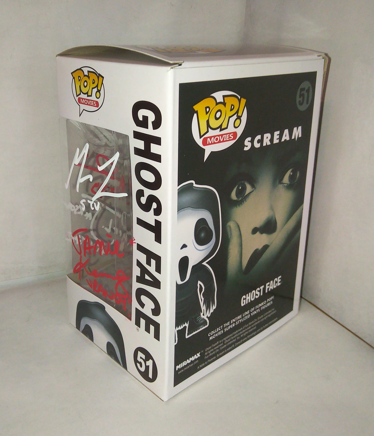 Scream Cast Hand Signed Autograph Ghostface Funko Pop COA + JSA Roger Jackson, Matthew Lillard, Skeet Ulrich, Neve Campbell & Jamie Kennedy