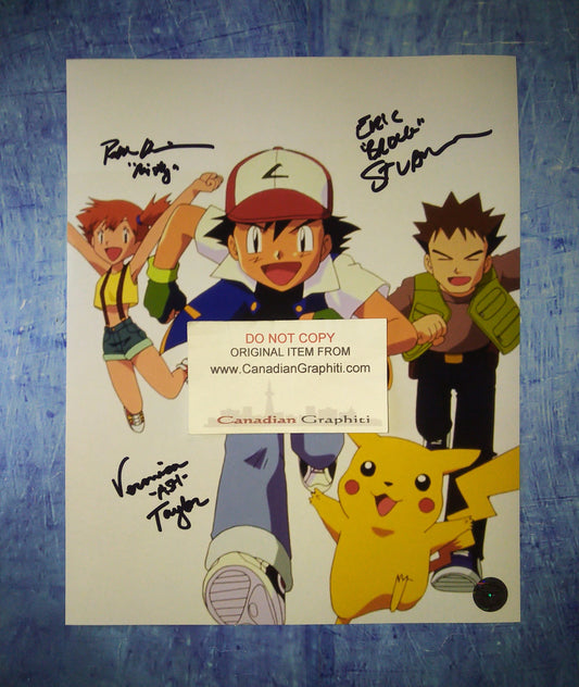 Rachael Lillis, Veronica Taylor & Eric Stuart Hand Signed Autograph 8x10 Photo COA Pokemon