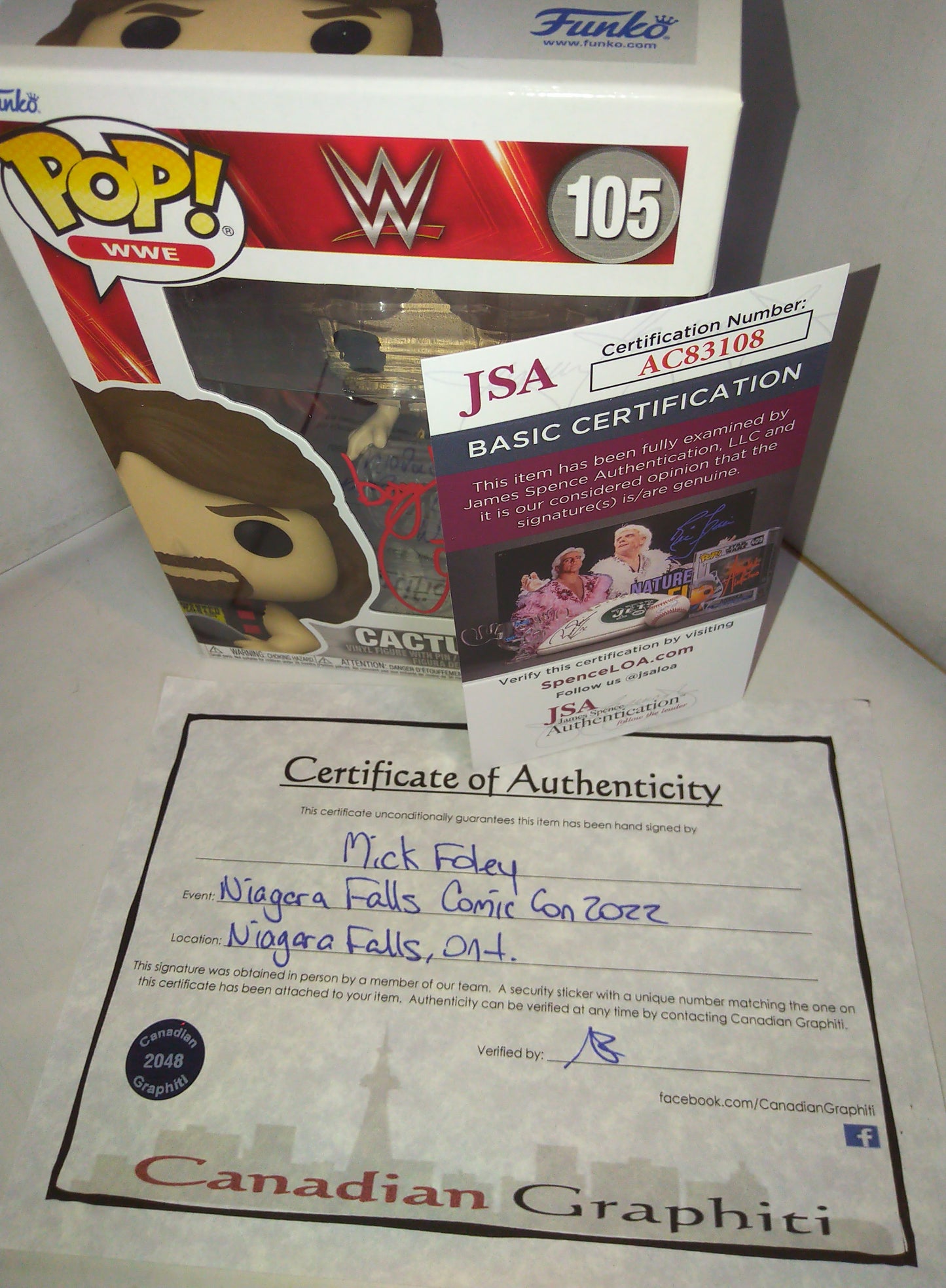 Mick Foley Hand Signed Autograph Cactus Jack Funko Pop COA + JSA