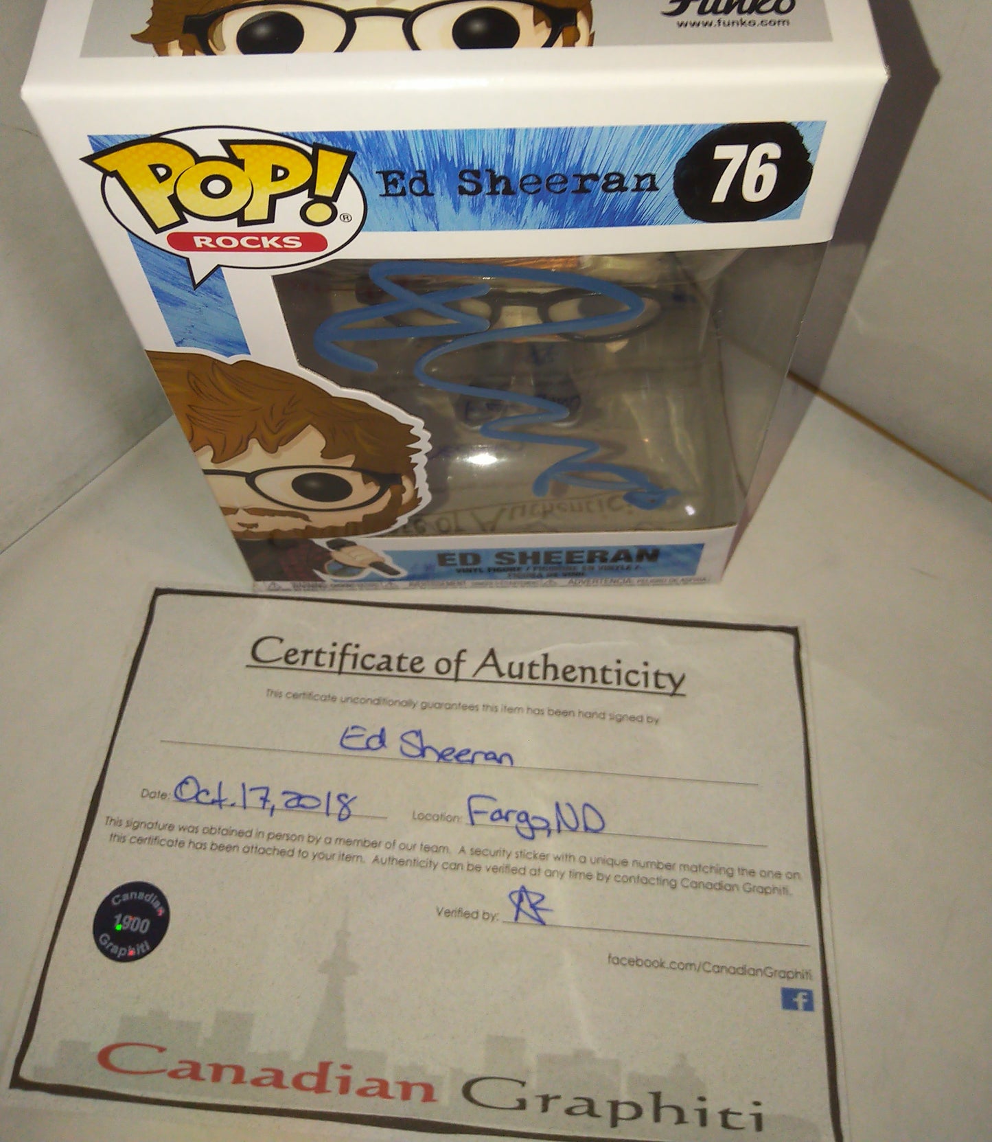 Ed Sheeran Hand Signed Autograph Funko Pop COA