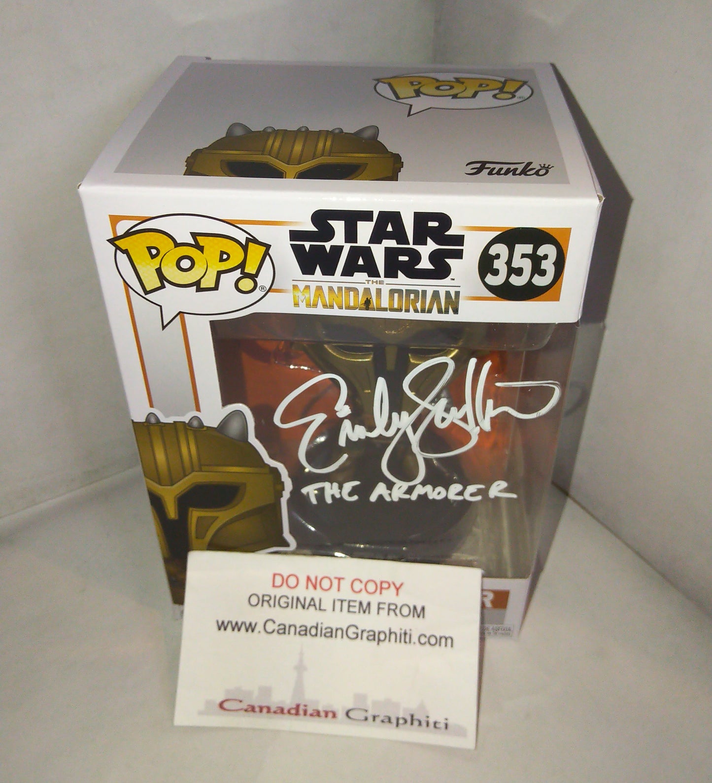 Emily Swallow Hand Signed Autograph The Armorer Funko Pop COA + JSA Star Wars Mandalorian