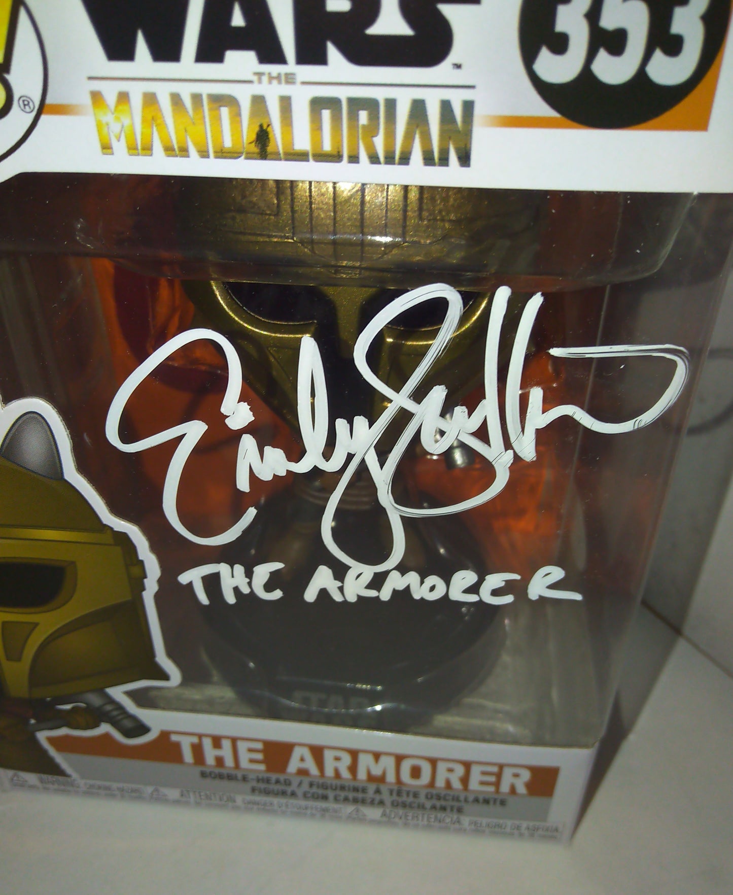 Emily Swallow Hand Signed Autograph The Armorer Funko Pop COA + JSA Star Wars Mandalorian