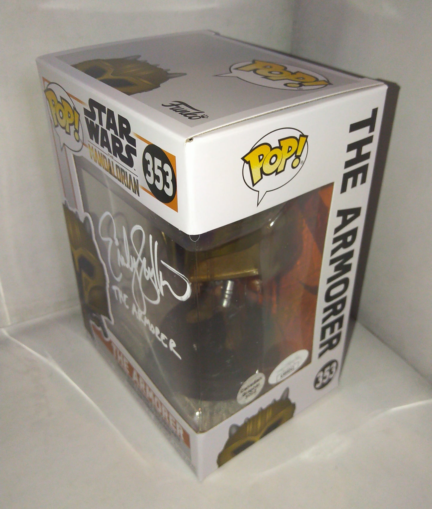 Emily Swallow Hand Signed Autograph The Armorer Funko Pop COA + JSA Star Wars Mandalorian