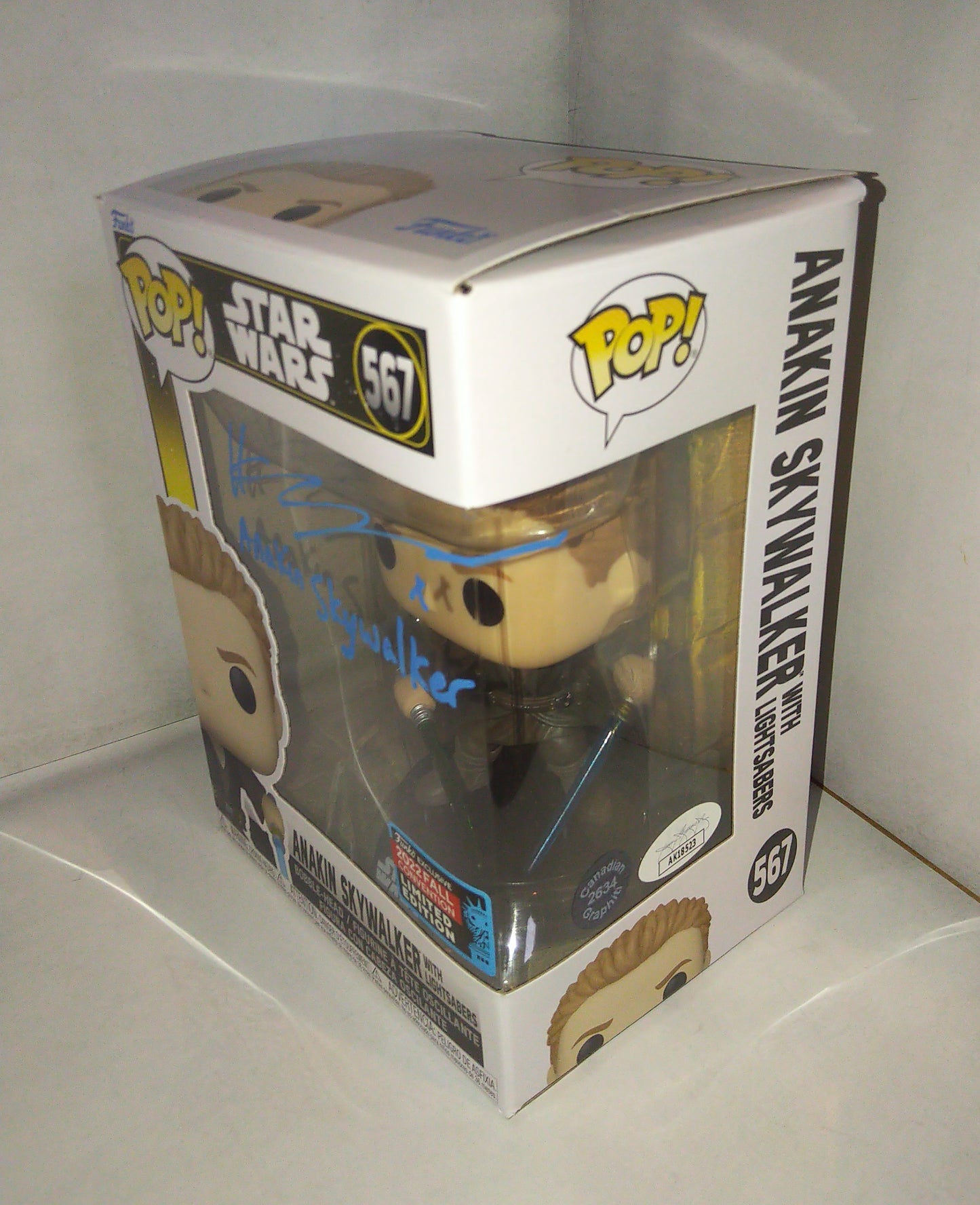 Hayden Christensen Hand Signed Autograph & Character Funko Pop JSA COA Anakin Skywalker Star Wars