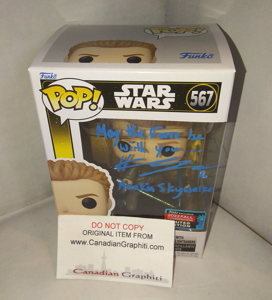 Hayden Christensen Hand Signed Autograph, Quote & Character Funko Pop JSA COA Anakin Skywalker Star Wars