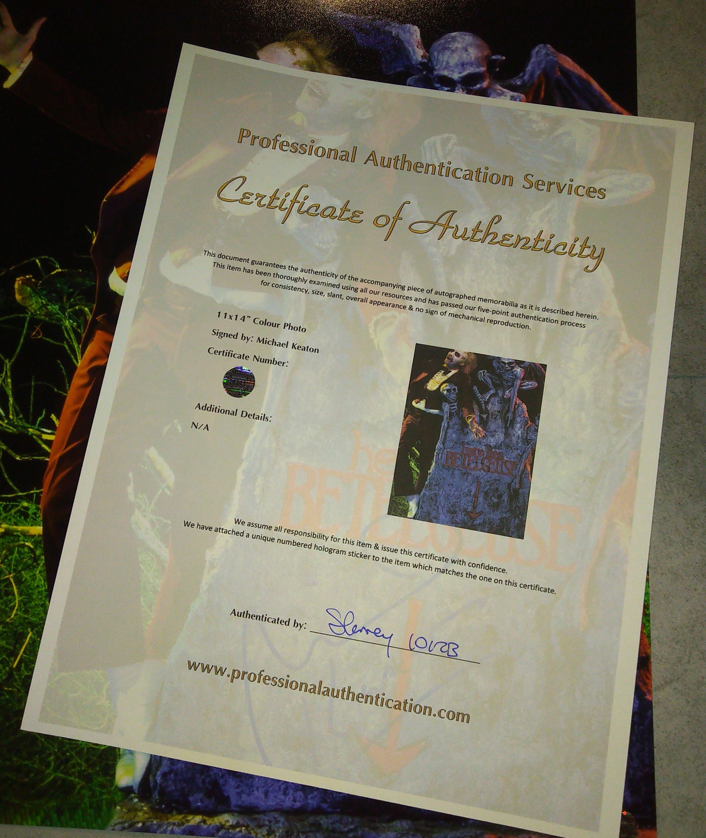 Michael Keaton Hand Signed Autograph 11x14 Photo COA Beetlejuice