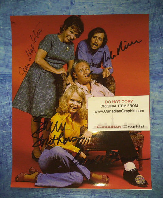 All In The Family Cast Hand Signed Autograph 8x10 Photo COA Carroll O'Connor, Jean Stapleton, Sally Struthers & Rob Reiner