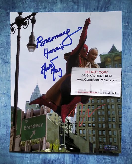 Tobey Maguire & Rosemary Harris Hand Signed Autograph 8x10 Photo COA Spider-man