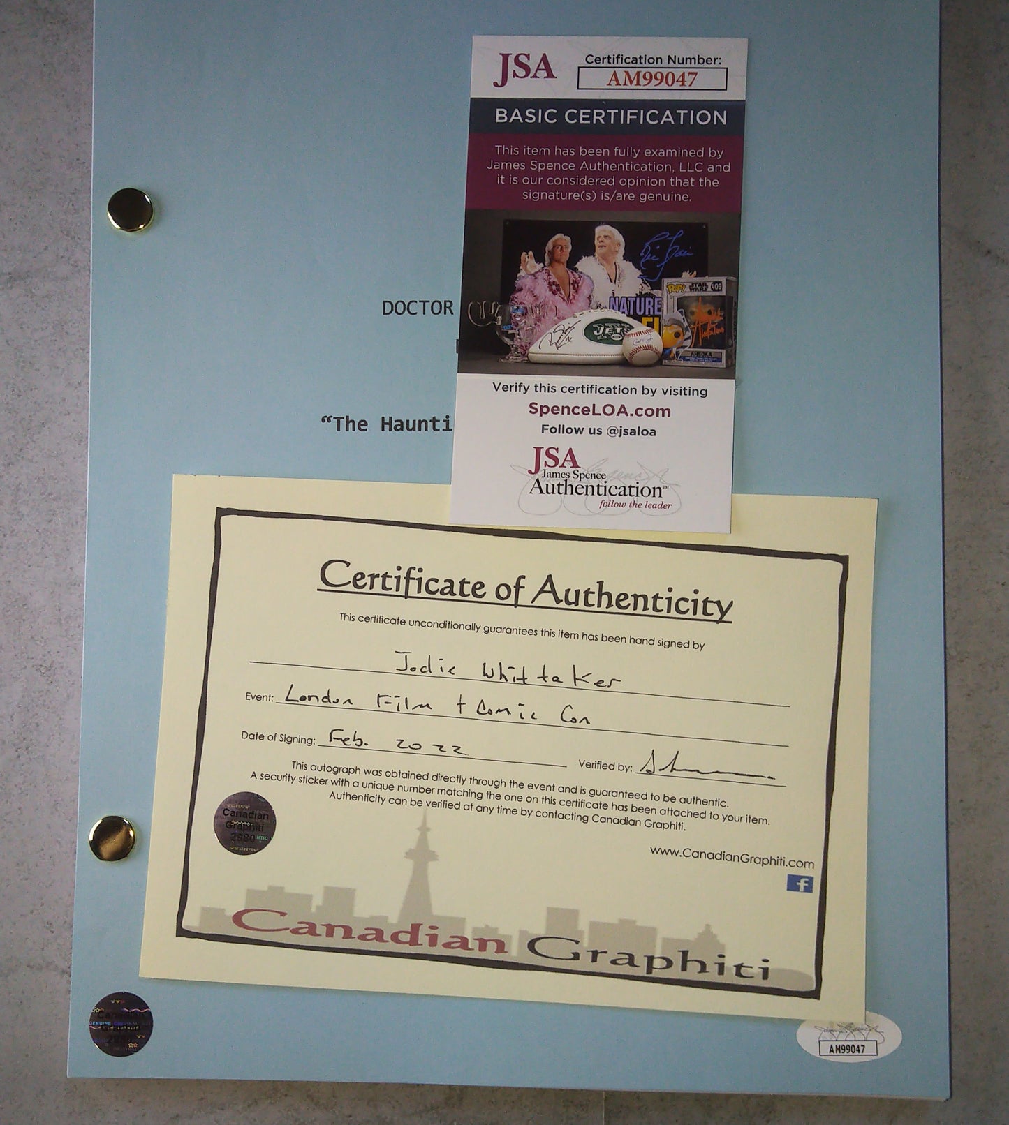 Jodie Whittaker Hand Signed Autograph Doctor Who Script COA + JSA