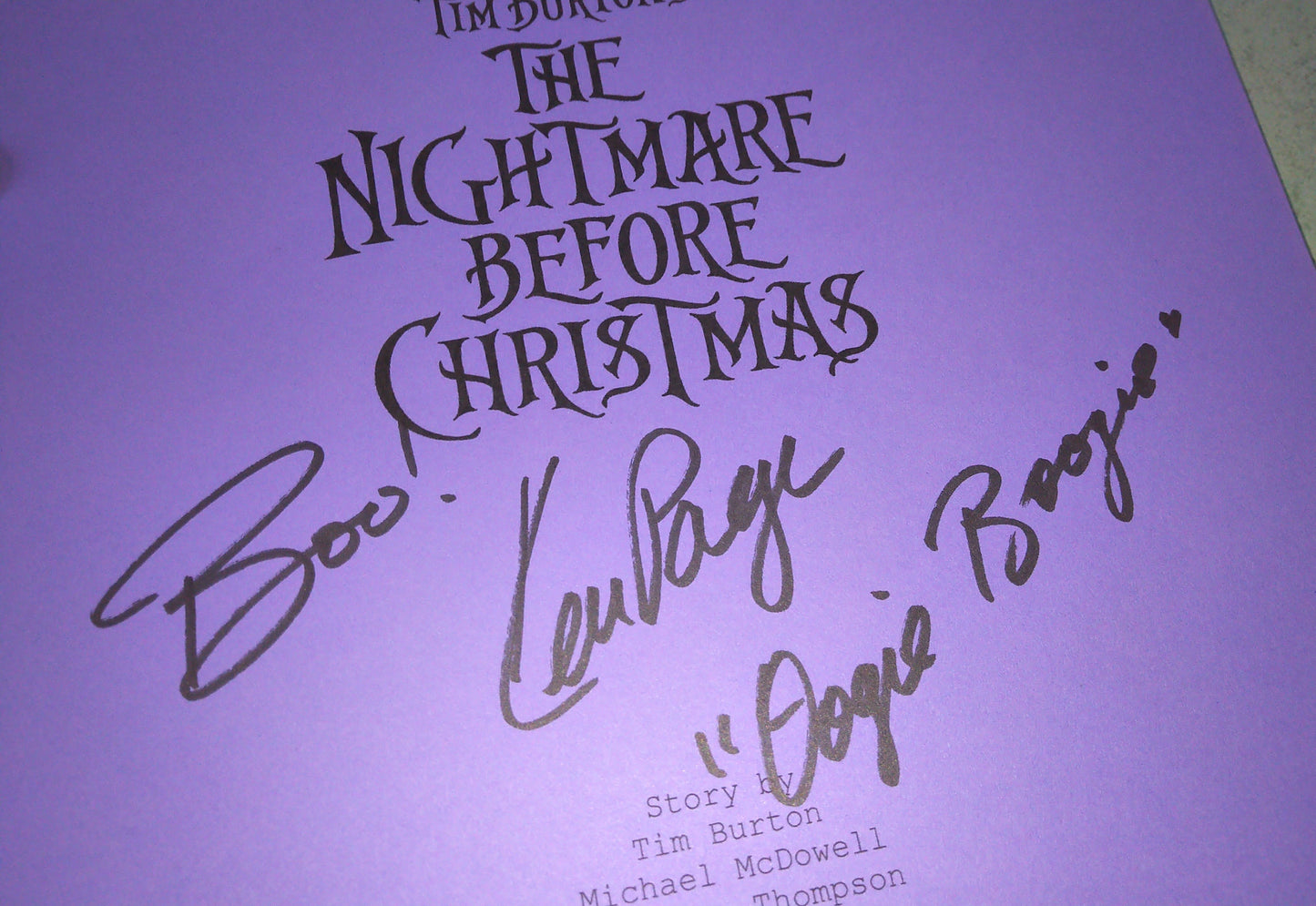 Chris Sarandon & Ken Page Hand Signed Autograph The Nightmare Before Christmas Script COA