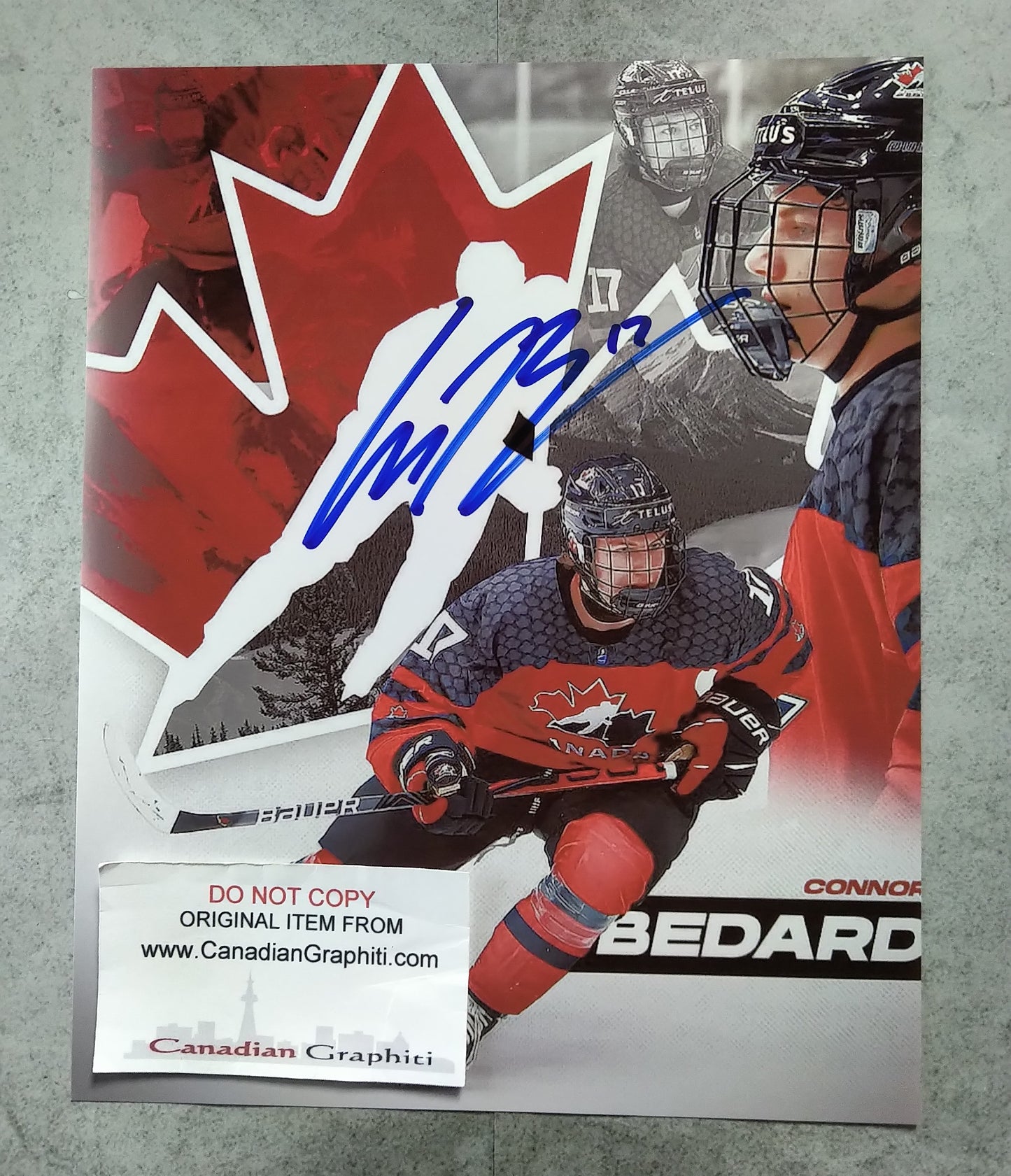 Connor Bedard Hand Signed Autograph 8x10 Photo COA Team Canada