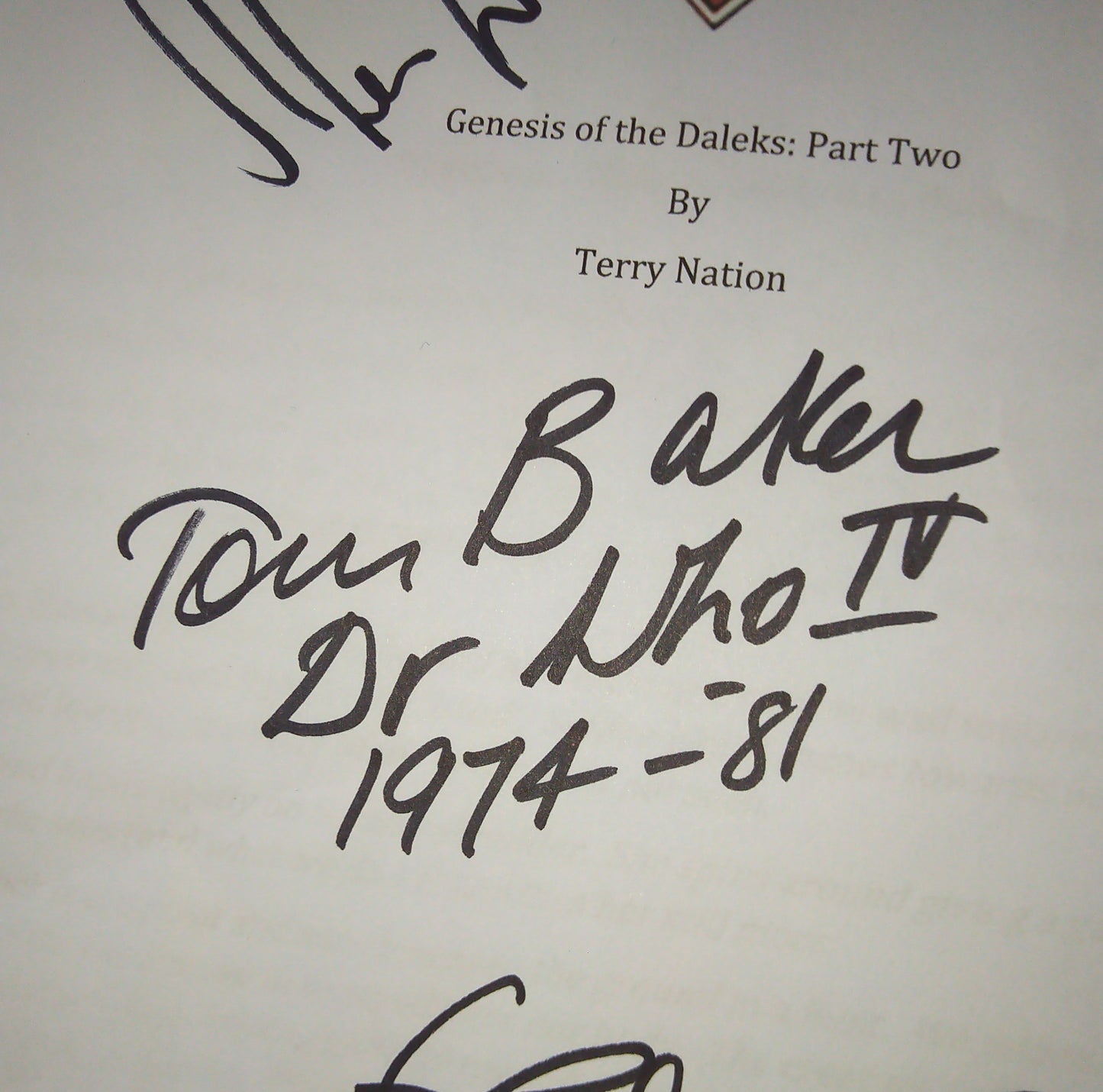 Doctor Who 4x Cast Hand Signed Autograph Script COA Tom Baker, Elisabeth Sladen