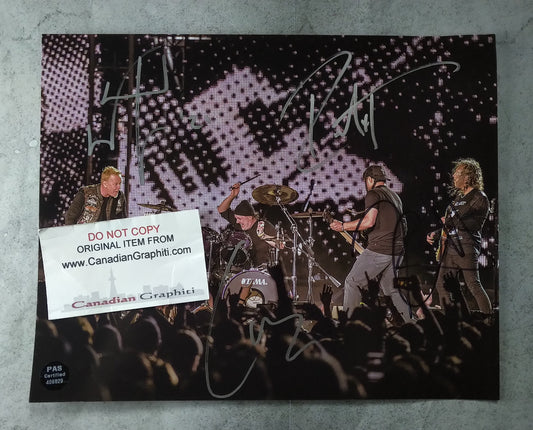 Metallica Hand Signed Autograph 8x10 Photo COA James Hetfield, Lars Ulrich, Kirk Hammett & Robert Trujillo