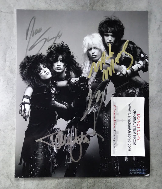 Motley Crue Hand Signed Autograph 8x10 Photo COA Nikki Sixx, Mick Mars, Tommy Lee & Vince Neil