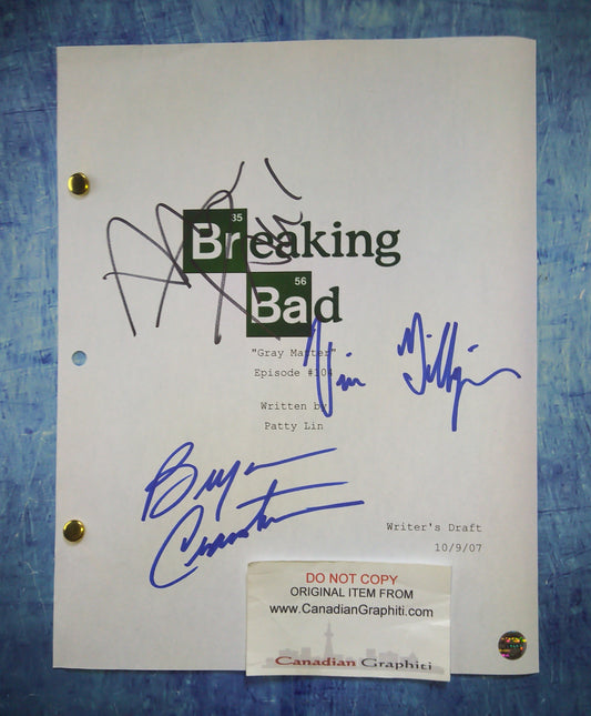 Breaking Bad Cast Hand Signed Autograph Breaking Bad Script COA Bryan Cranston, Aaron Paul & Vince Gilligan