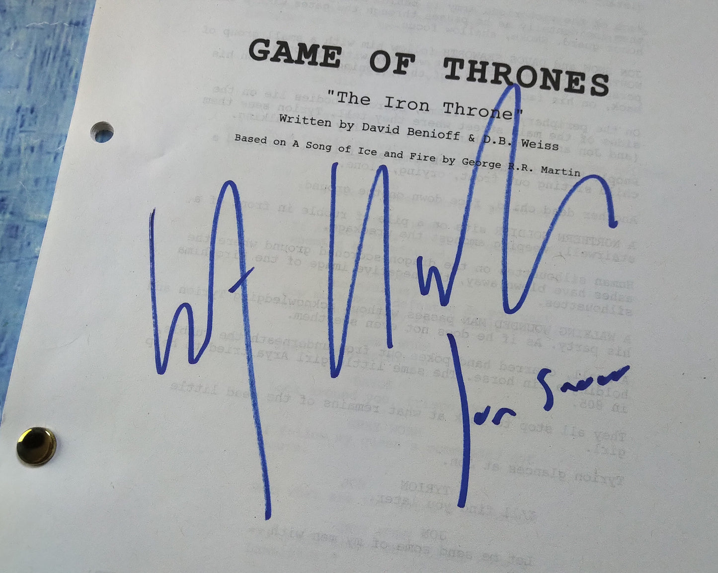 Kit Harington Hand Signed Autograph Game Of Thrones Script COA