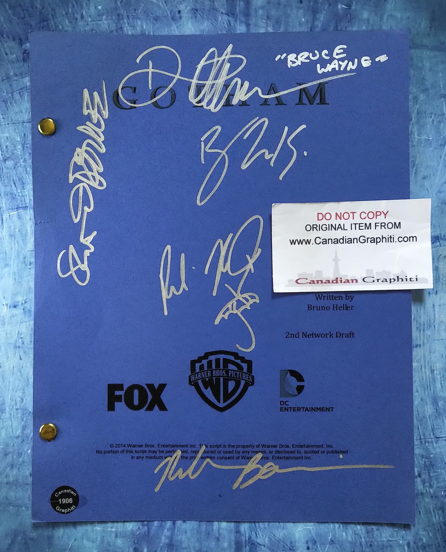 Gotham 5x Cast Hand Signed Autograph Script COA Sean Pertwee, David Mazouz, Robin Lord Taylor