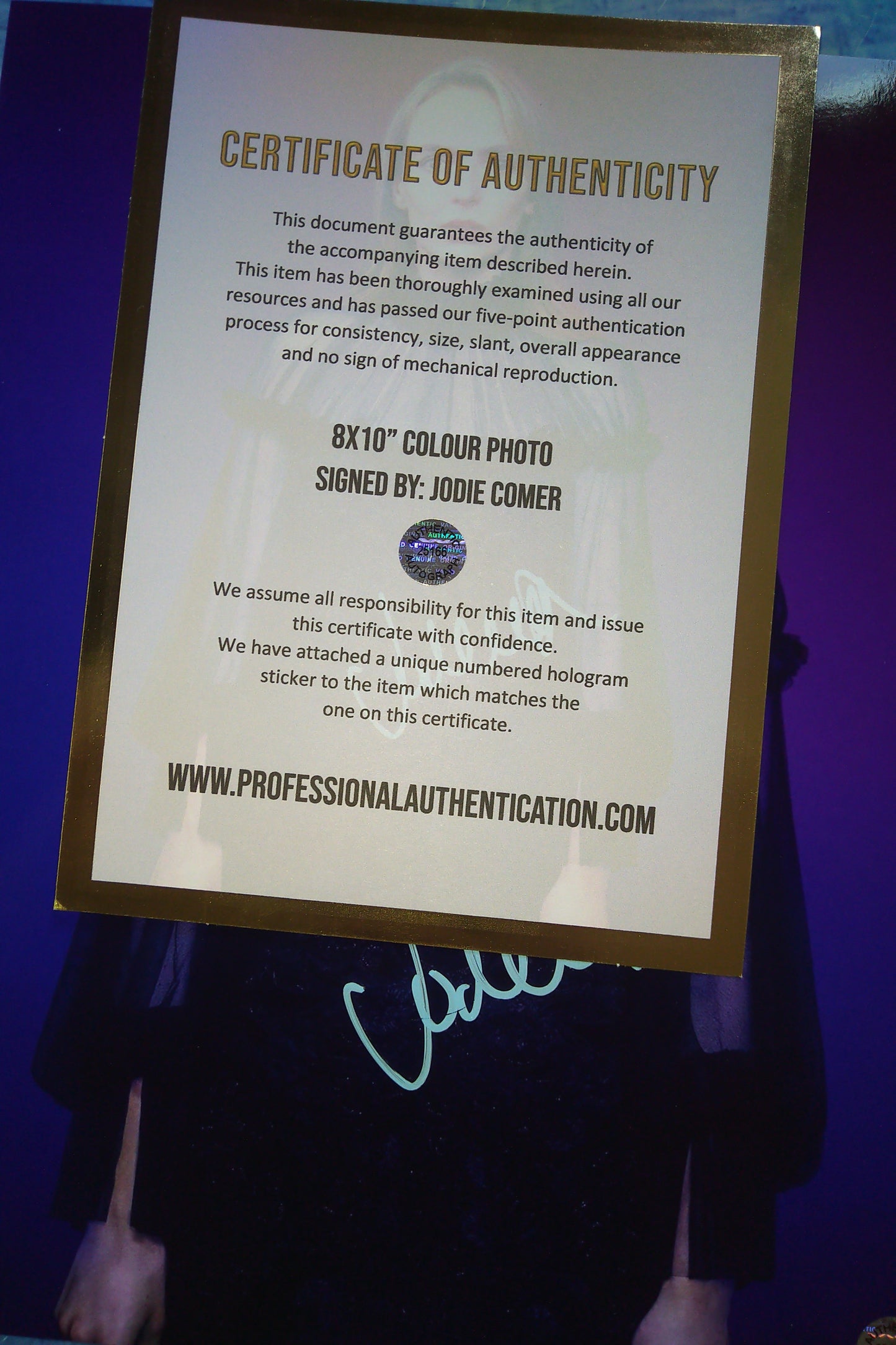 Jodie Comer Hand Signed Autograph 8x10 Photo COA Killing Eve