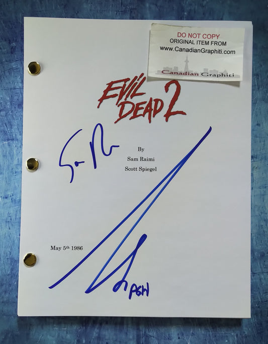 Bruce Campbell & Sam Raimi Hand Signed Autograph Evil Dead 2 Script COA