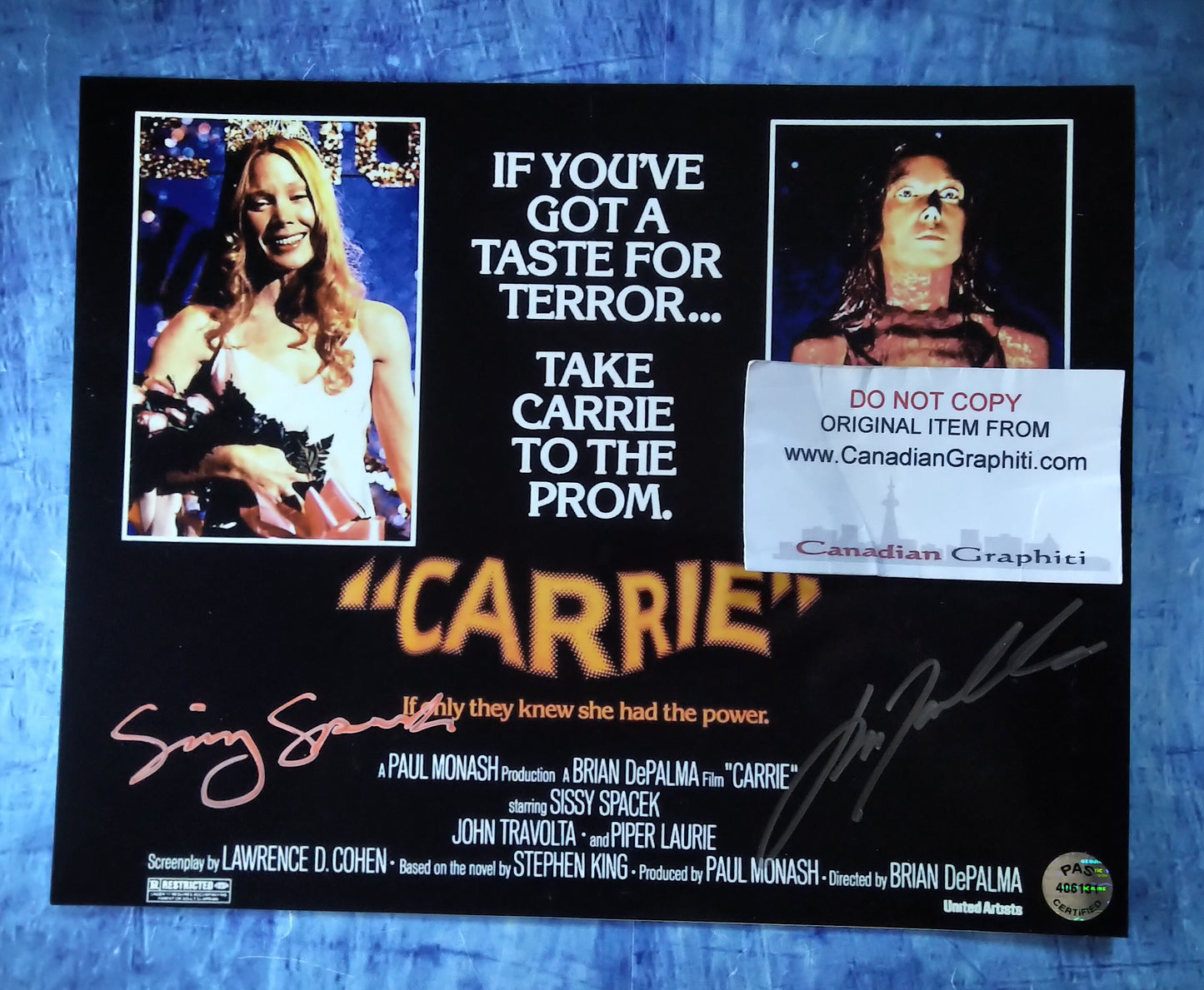 Sissy Spacek & John Travolta Hand Signed Autograph 8x10 Photo COA Carrie