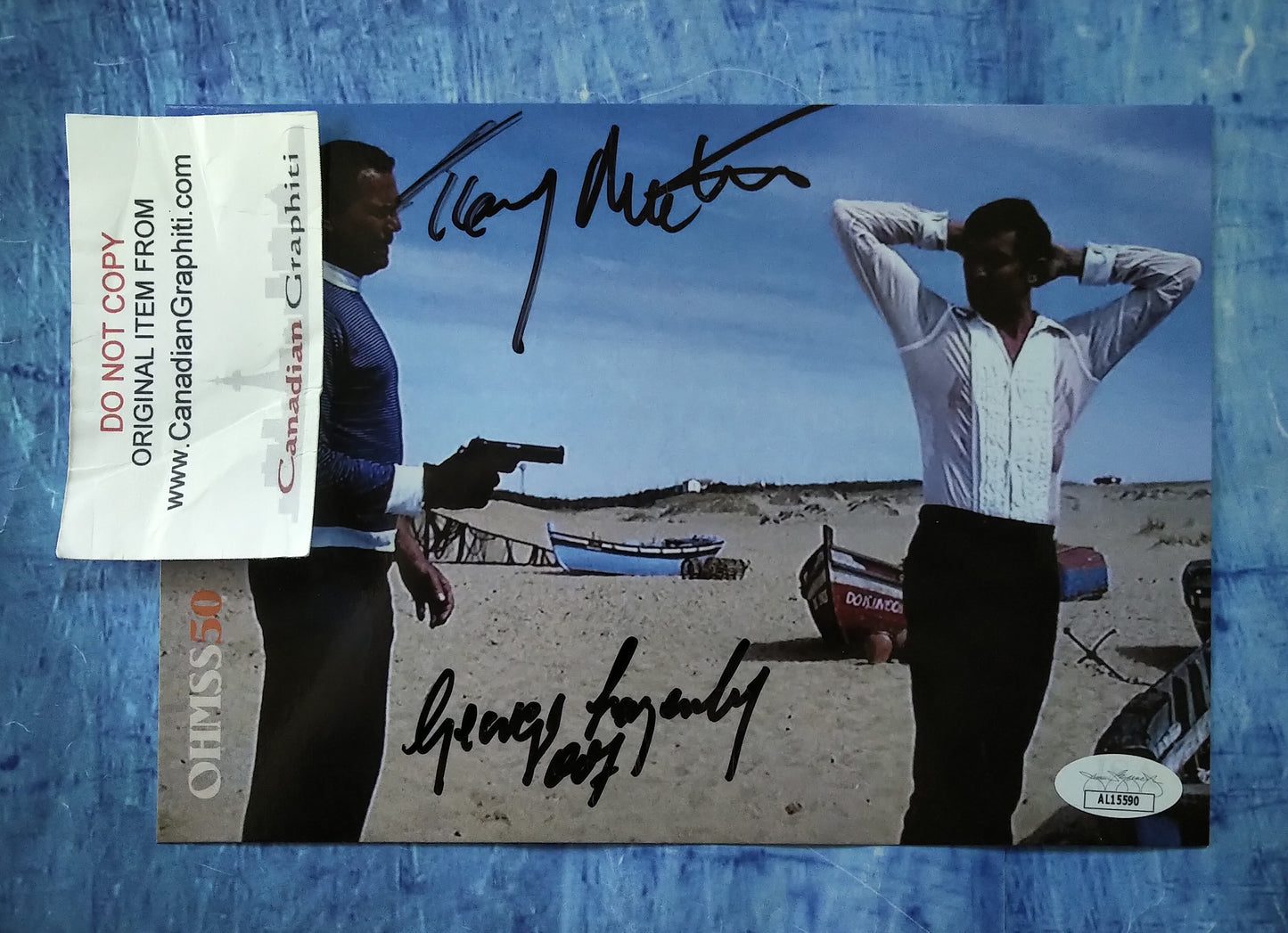 Terence Mountain & George Lazenby Hand Signed Autograph Photo COA + JSA James Bond