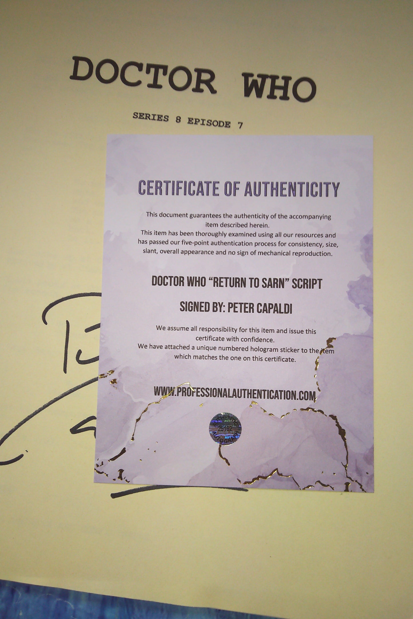 Peter Capaldi Hand Signed Autograph Doctor Who Script COA