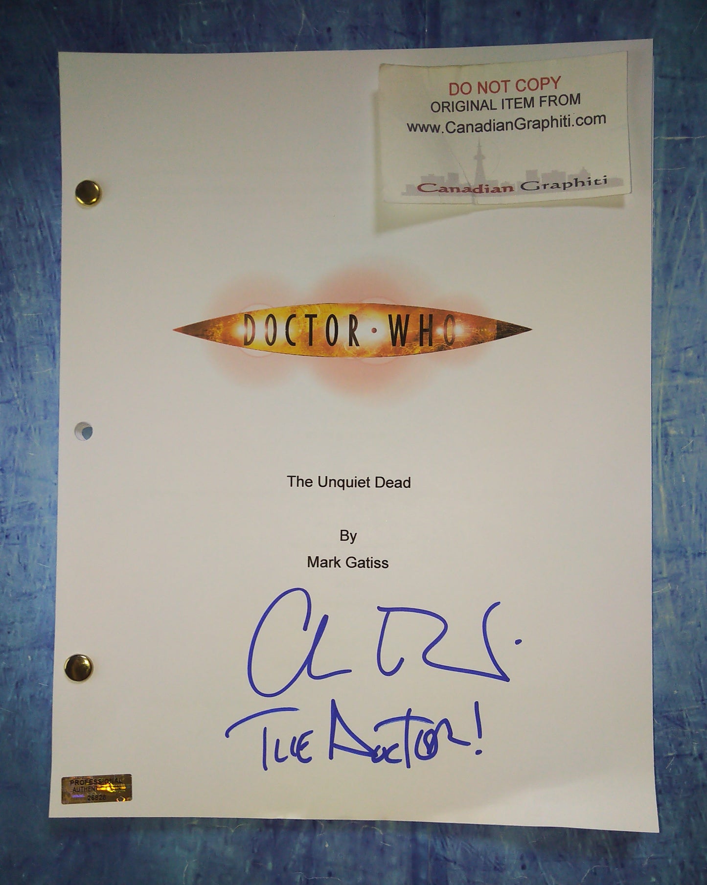 Christopher Eccleston Hand Signed Autograph Doctor Who Script COA