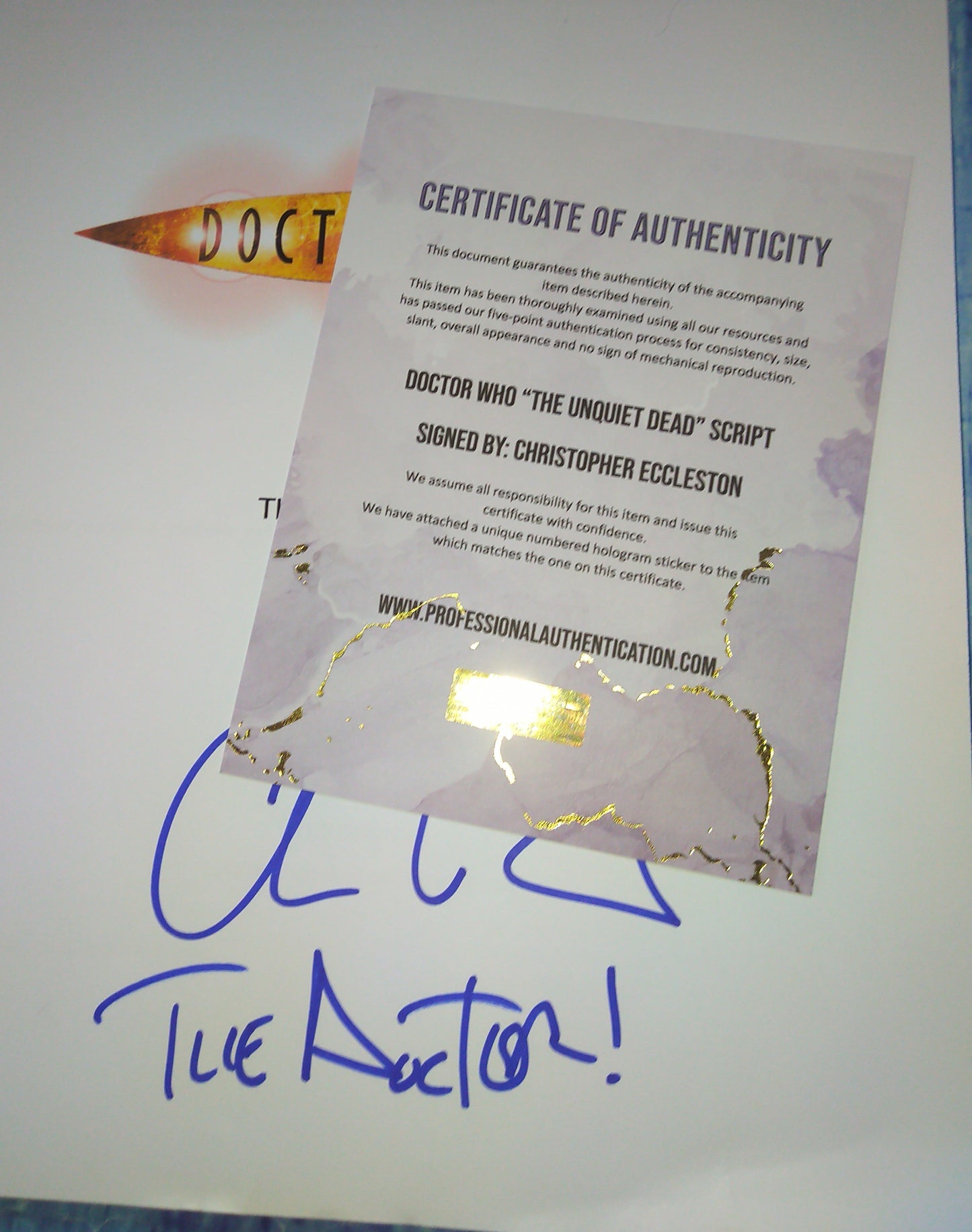 Christopher Eccleston Hand Signed Autograph Doctor Who Script COA