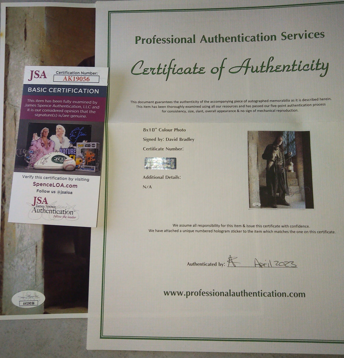 David Bradley Hand Signed Autograph 8x10 Photo COA + JSA Harry Potter