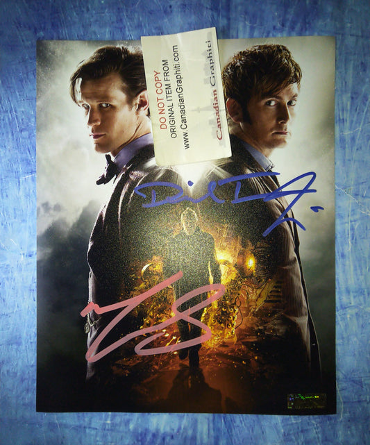 Matt Smith & David Tennant Hand Signed Autograph 8x10 Photo COA Doctor Who