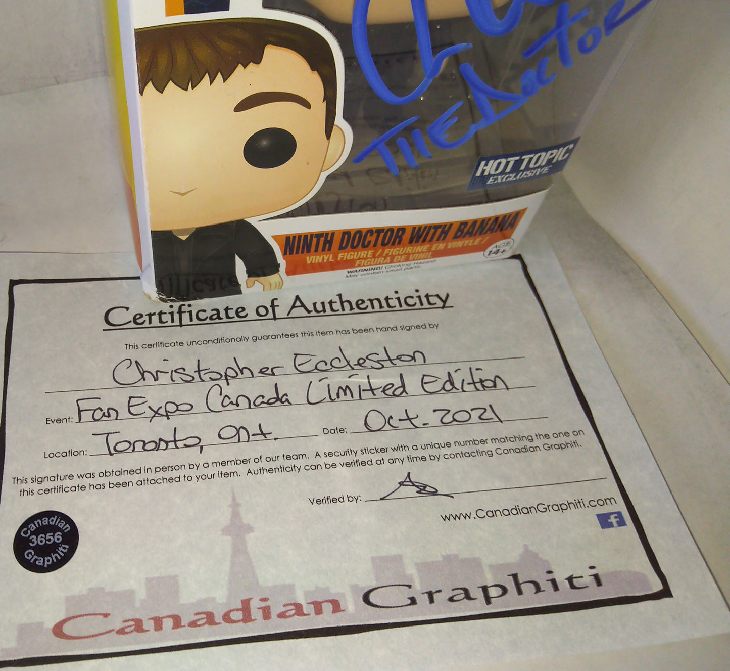 Christopher Eccleston Hand Signed Autograph Doctor Who Funko Pop COA