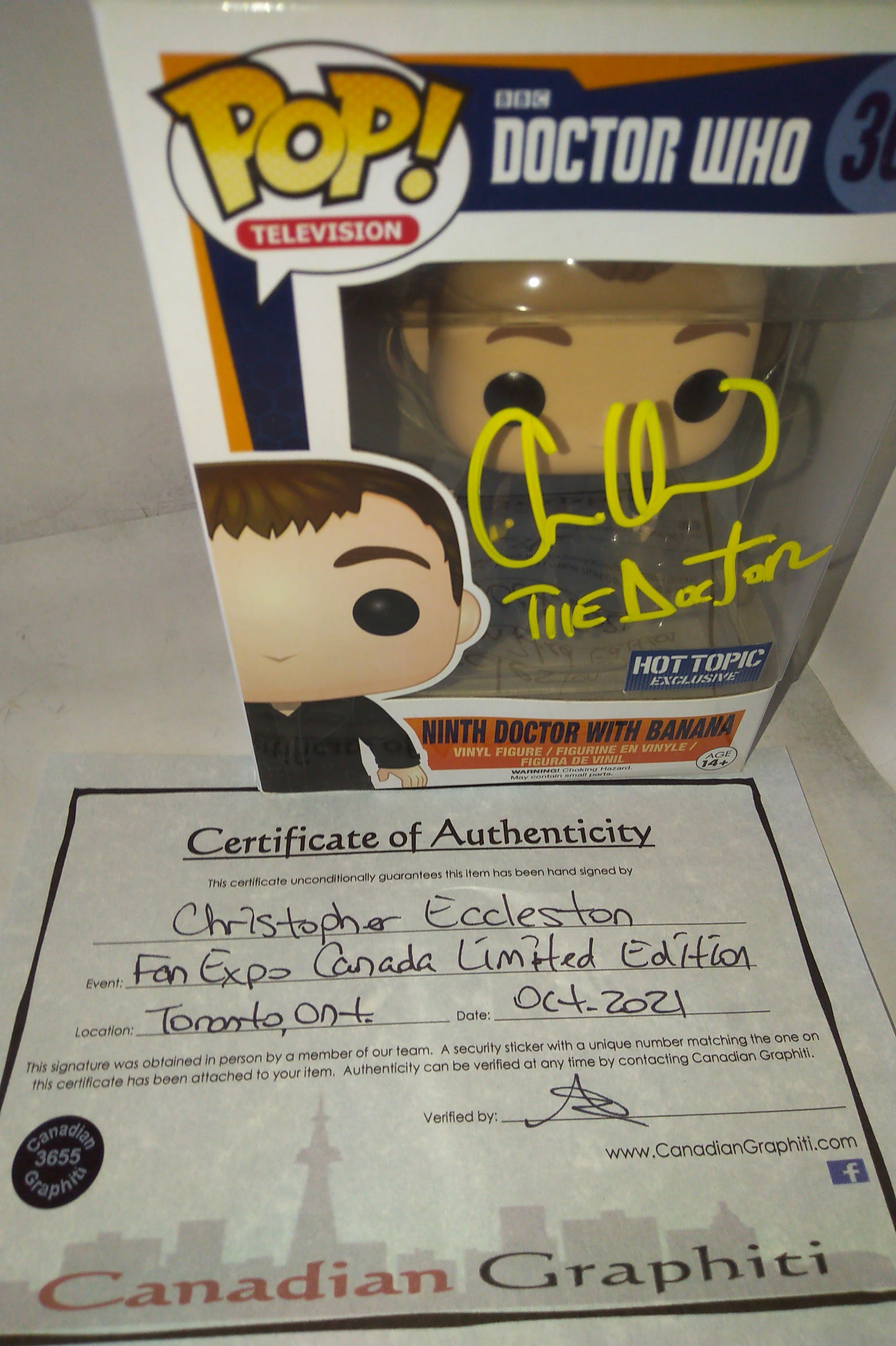 Christopher Eccleston Hand Signed Autograph Doctor Who Funko Pop COA