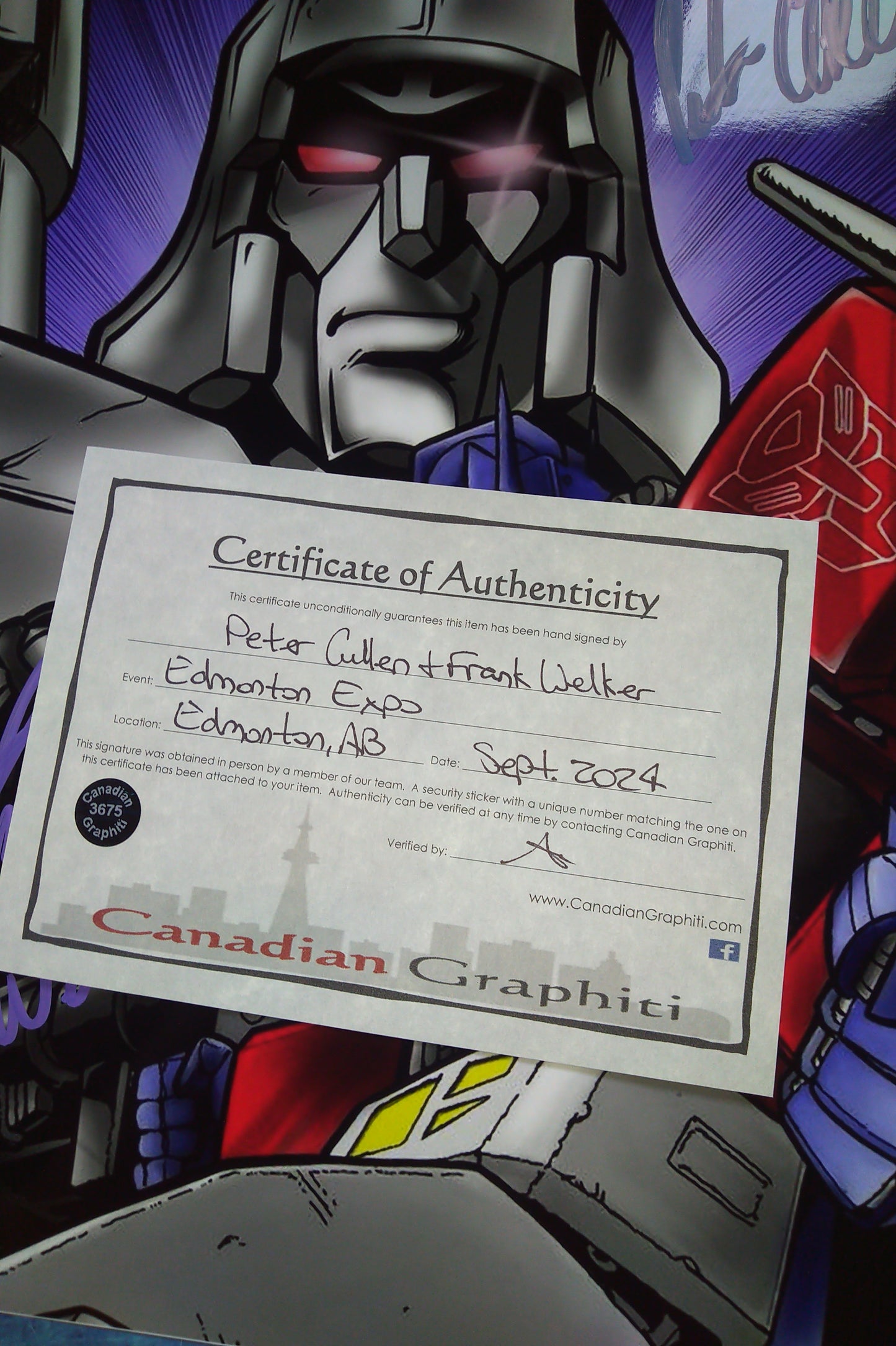 Peter Cullen & Frank Welker Hand Signed Autograph 11x14 Photo COA Transformers