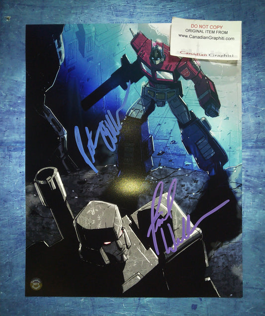 Peter Cullen & Frank Welker Hand Signed Autograph 11x14 Photo COA Transformers