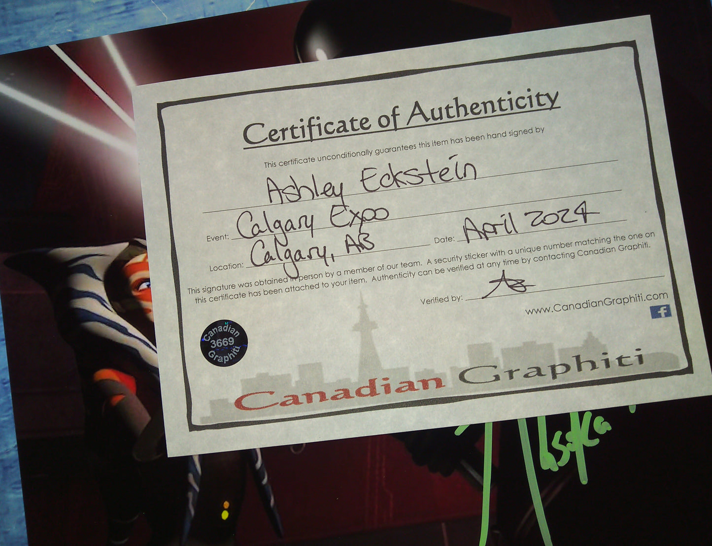 Ashley Eckstein Hand Signed Autograph 8x10 Photo COA Star Wars Ahsoka Tano