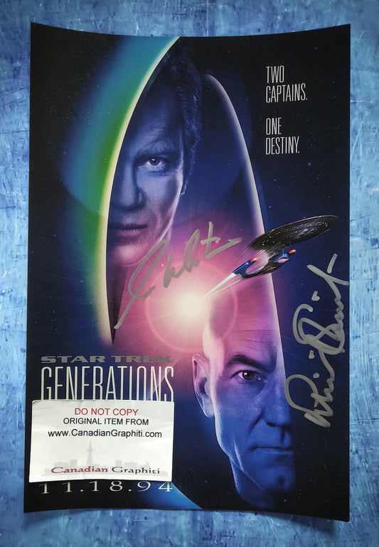 William Shatner & Patrick Stewart Hand Signed Autograph Photo JSA COA Star Trek