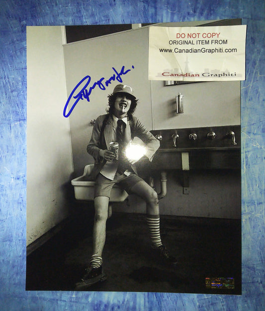 Angus Young AC/DC Hand Signed Autograph 8x10 Photo COA