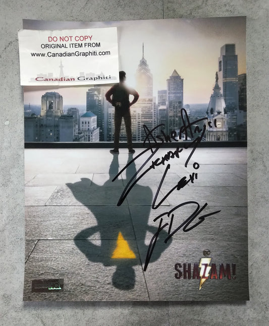 Shazam! Hand Signed Autograph 8x10 Photo COA Zachary Levi, Jack Dylan Grazer, Asher Angel